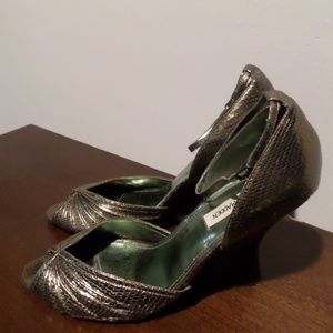 Women's Steve Madden Wedge Open Toe Throb Sandals, Size 10, Bronze, Snakeskin